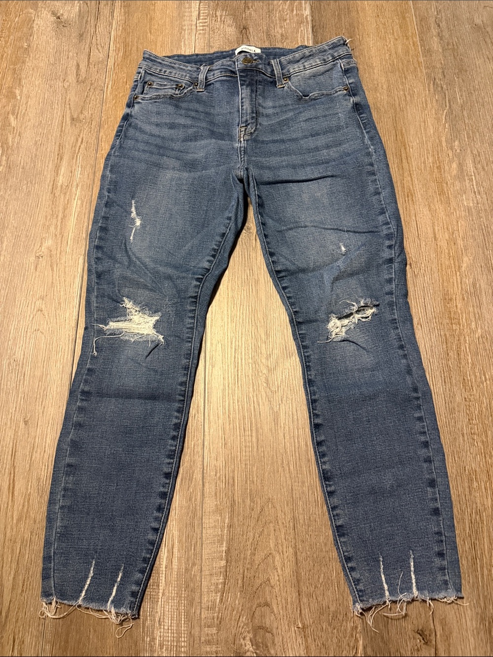 pistola Distressed Dark Blue Cropped Jeans